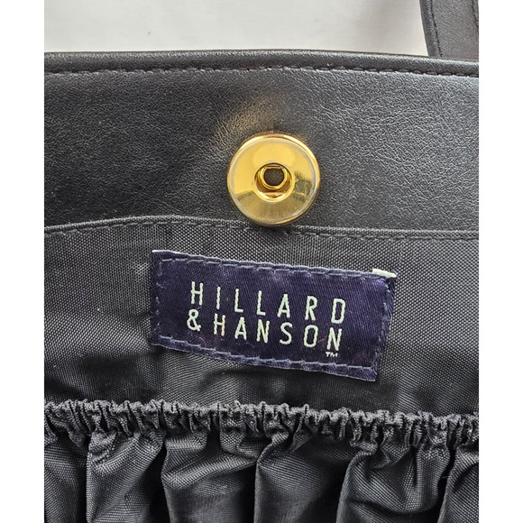 Hillard & Hansen Leather Shoulder Bag Black Card Holder Snap & Zipper Closures - Picture 5 of 16